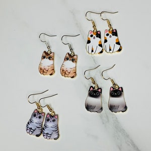 Cute Cat Drop Dangle Earrings Cat Earrings Cat Jewelry  Gifts for Cat Mom, Cat Lover Jewelry Cat lady Animal Earrings Cat Gift