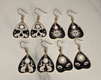 Mini Ouija Planchette Dangle Earrings: Spooky Emo Jewelry