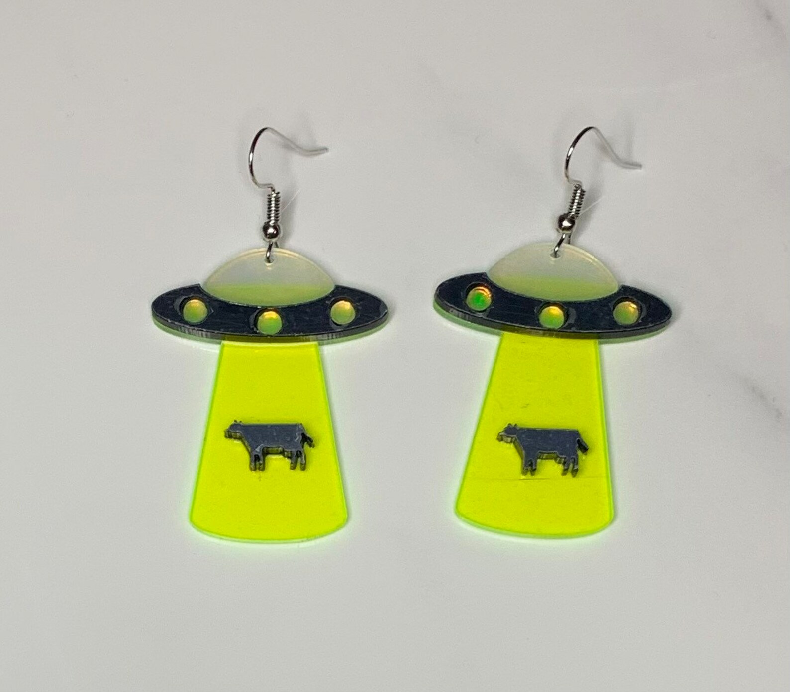 Alien Ship Drop Earrings UFO Earrings UFO Jewelry Alien Ship Etsy