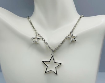 Silver Star Necklace, Y2K Star Necklace