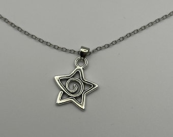 Whimsygoth Silver Swirly Star Necklace, Whimsigoth cCottagecore Jewelry, Swir Star,