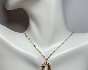 Gold Sun Moon Star Necklace: Stainless Steel Celestial Jewelry