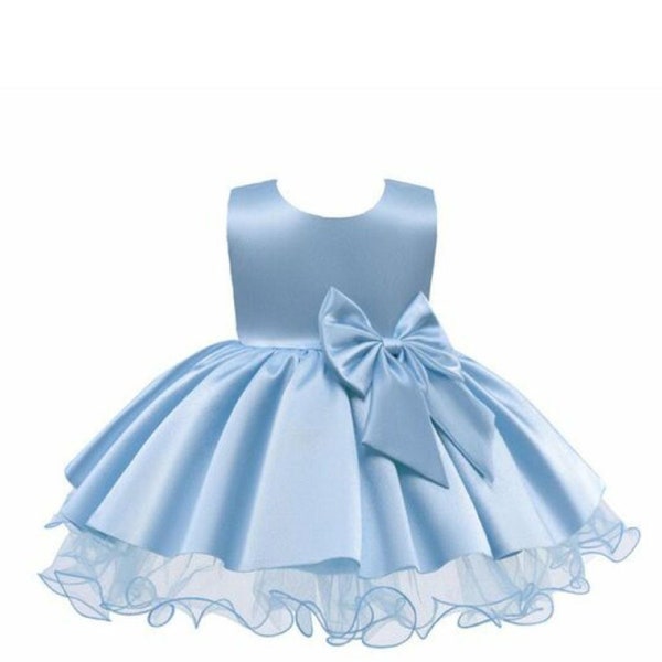 Belle robe de soirée, Robe de soirée bleu ciel, Robe de soirée soyeuse, Robe de soirée soyeuse pour enfants, Robe de bébé tutu ciel clair, Cadeau de nouvel an