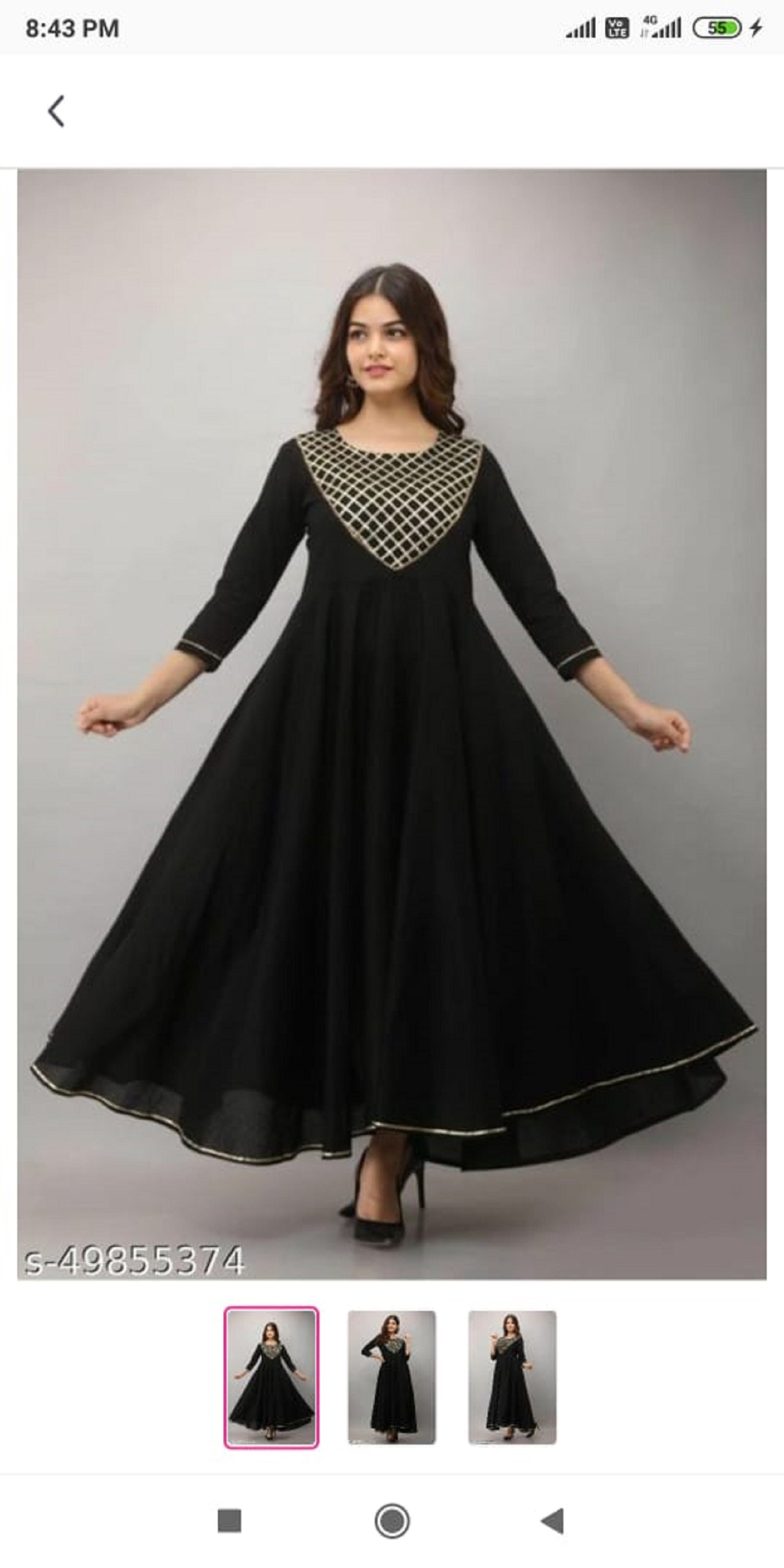 Black long anarkali kurti hotsell