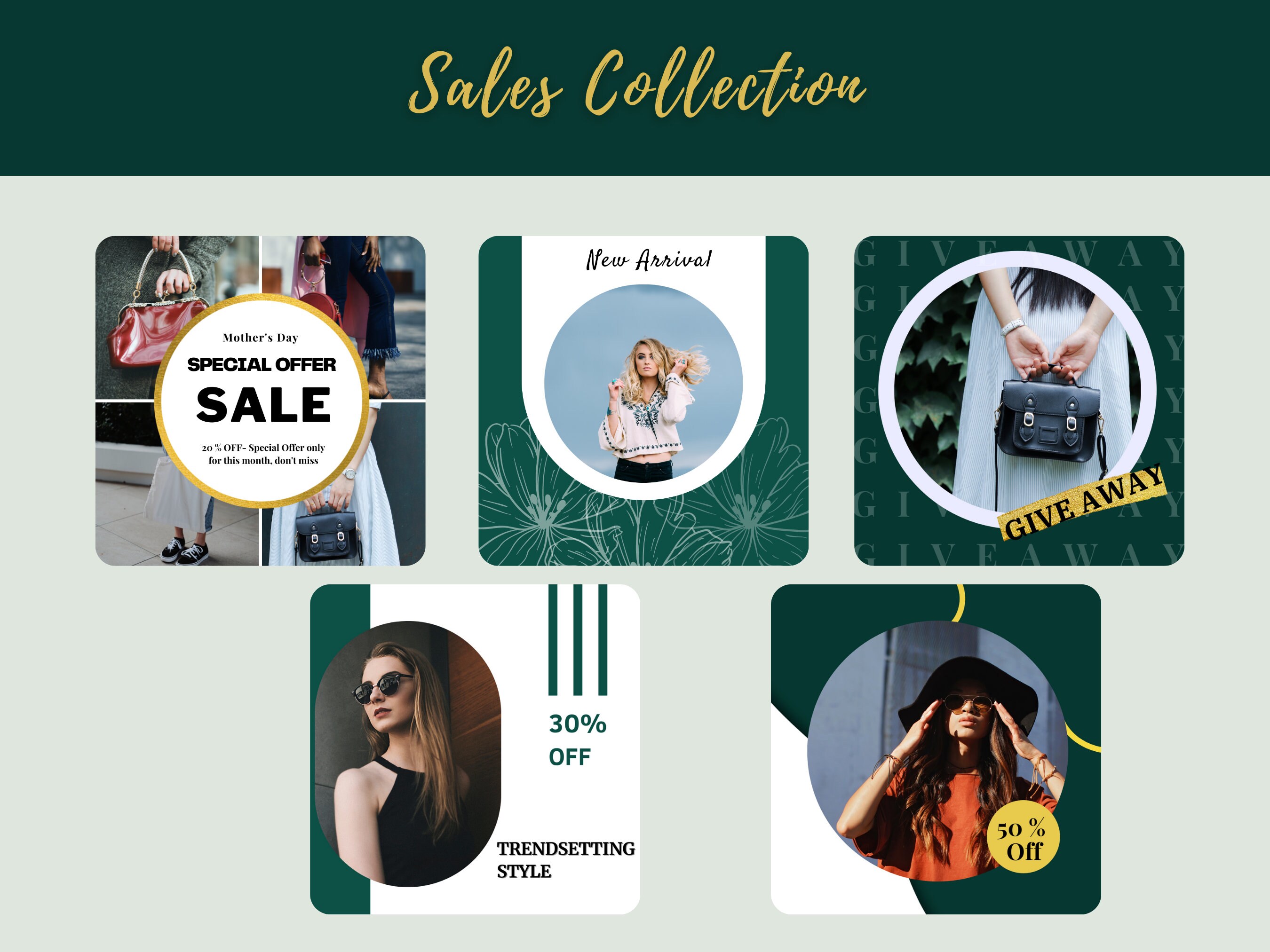 30 Instagram Post Templates for Canva | Instagram Post Template Emerald ...