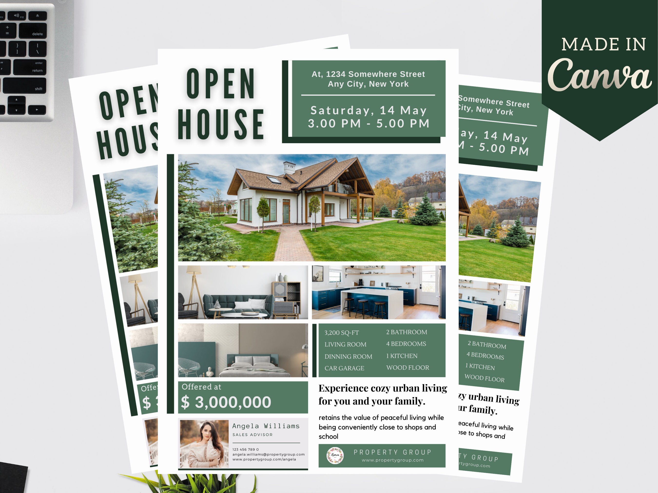 Editable Open House Flyer Canva Template | Real Estate Open House Flyer ...