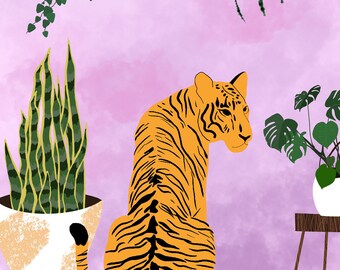 Pink Tiger Pattern Digital Printable - Etsy