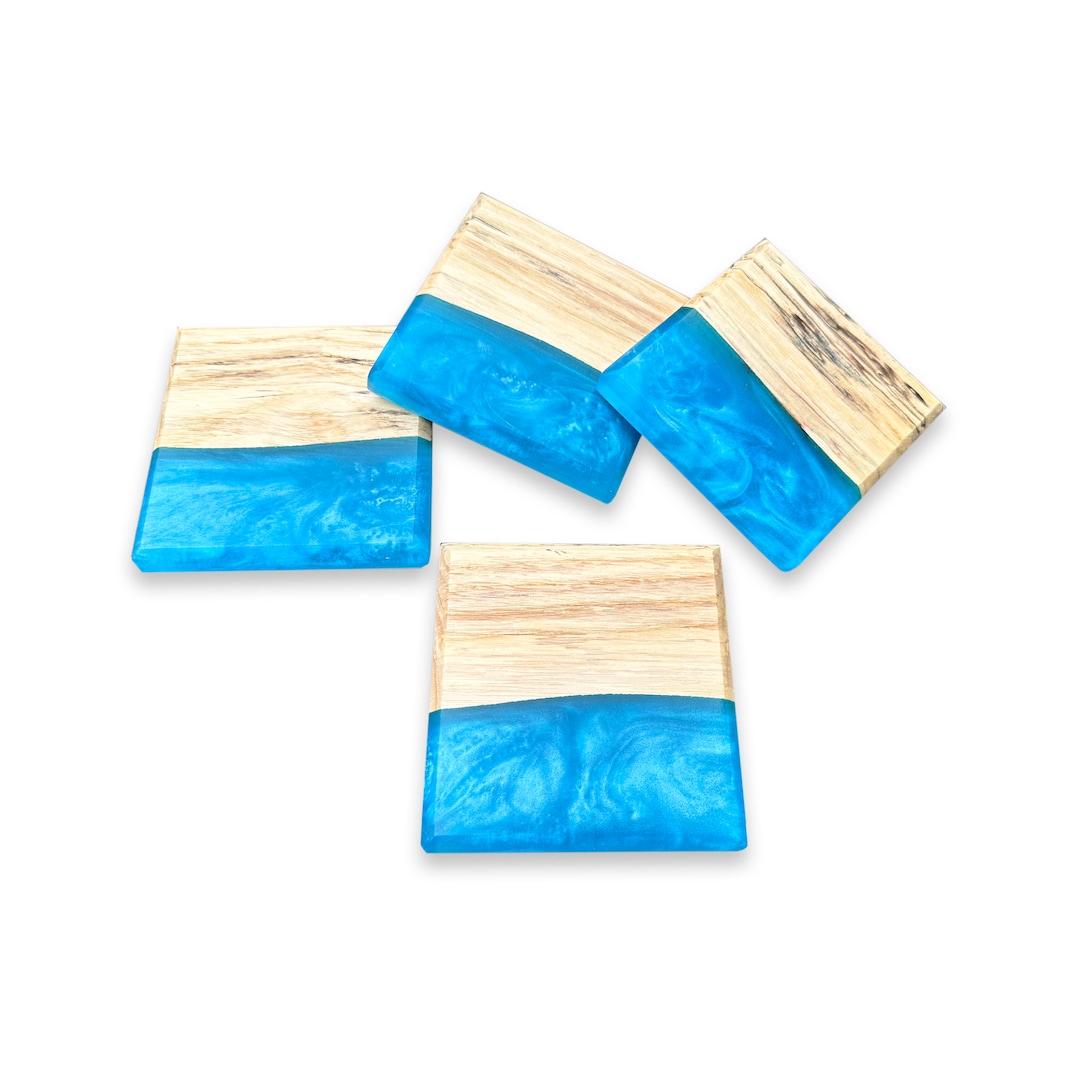 Epoxy & Wood Coasters set of 4 Etsy