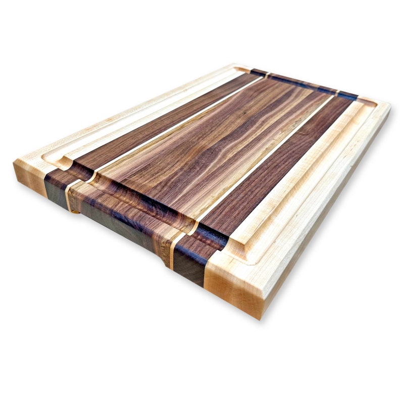 Walnut & Maple Edge Grain Cutting Board With Juice Groove Etsy