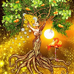 Summer Goddess Fine Art Print Tree Goddess Mother Nature Digital