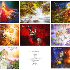 Celtic Goddesses Altar Cards Set ritual cards Pagan Feminine Divine fine art cards Set#3 (8 cards)