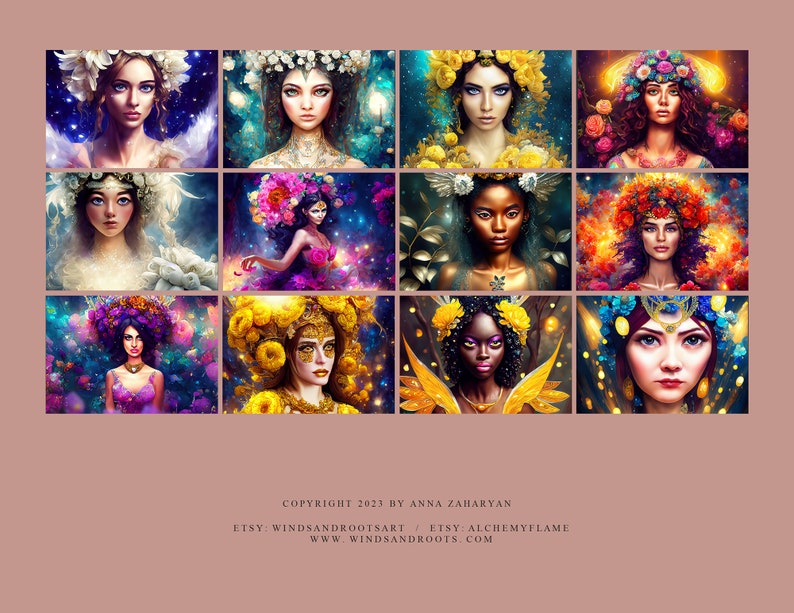 2024 Floral Goddesses Calendar 12 Months Fantasy Calendar Unique Gift