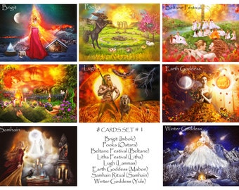 Sabbat Cards Set Celtic Altar Card ritual card Pagan Wheel of the Year holiday cards set