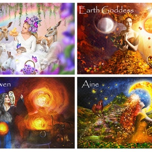 Celtic Goddesses Altar Cards Set ritual cards Pagan Feminine Divine fine art cards Set#2 (4 cards)