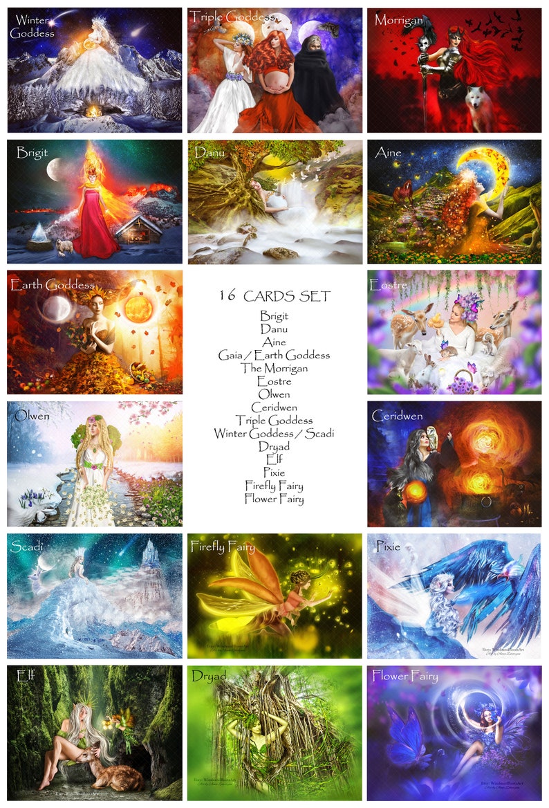Celtic Goddesses Altar Cards Set ritual cards Pagan Feminine Divine fine art cards image 4