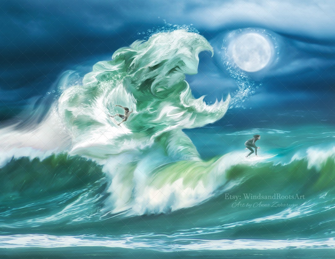 Kiwa Fine Art Print Water Spirit Maori Sea Guardian Elemental Fantasy