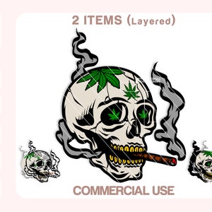 Totenkopf Rauchen Joint Svg, Marihuana Totenkopf Svg, Cannabis Sugar Skull Svg, Unkraut Svg, Marihuana Svg, Cut Dateien für Cricut, Silhouette.