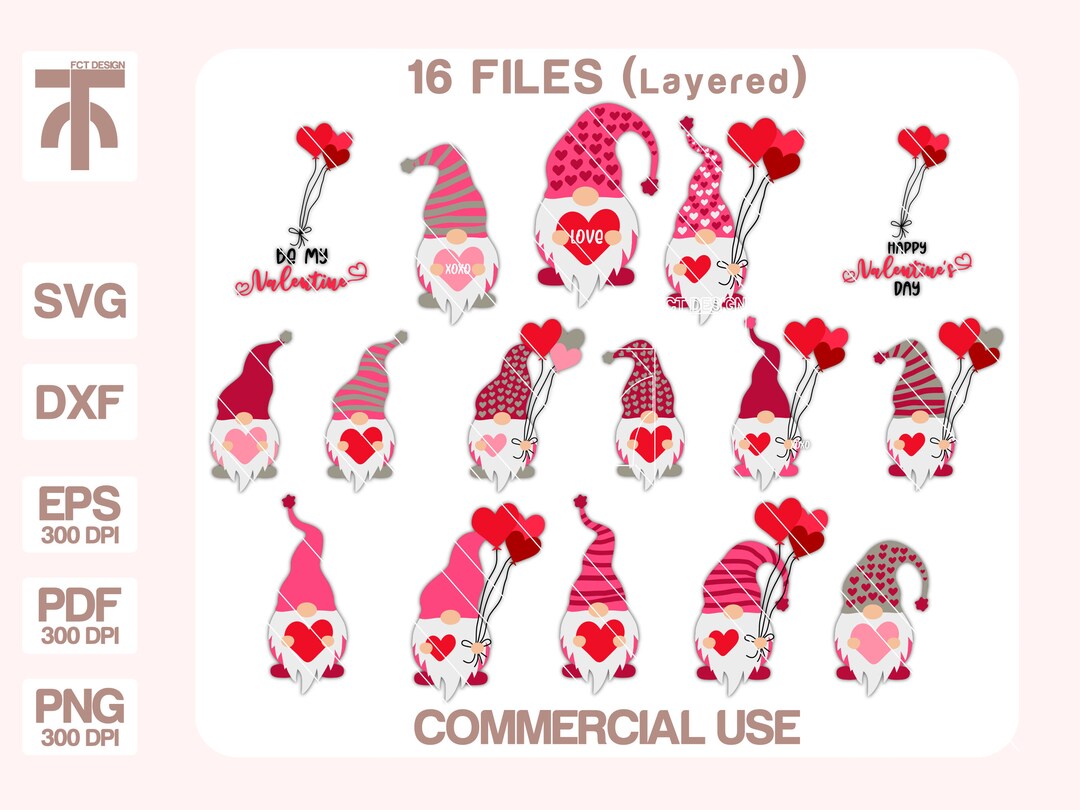 Valentine Gnome Svg Bundle, Gnomes Svg, Valentine Svg, Valentine's Day ...