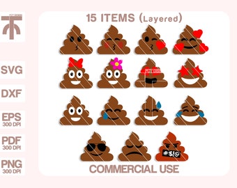 Poop Emoji Svg, Poop Svg, Poop Emoji Clipart, Poop Emoji Stickers, Angry Poop Emoji Svg, Happy Poop Emoji Svg, Emoji Svg, Cut files.
