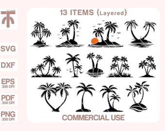 Palm Tree Svg, Palm Beach Svg, Palm Tree Vector, Palm Tree Sunset Svg, Summer Svg, Beach Svg, Nature Svg, Cut files for Cricut, Silhouette.