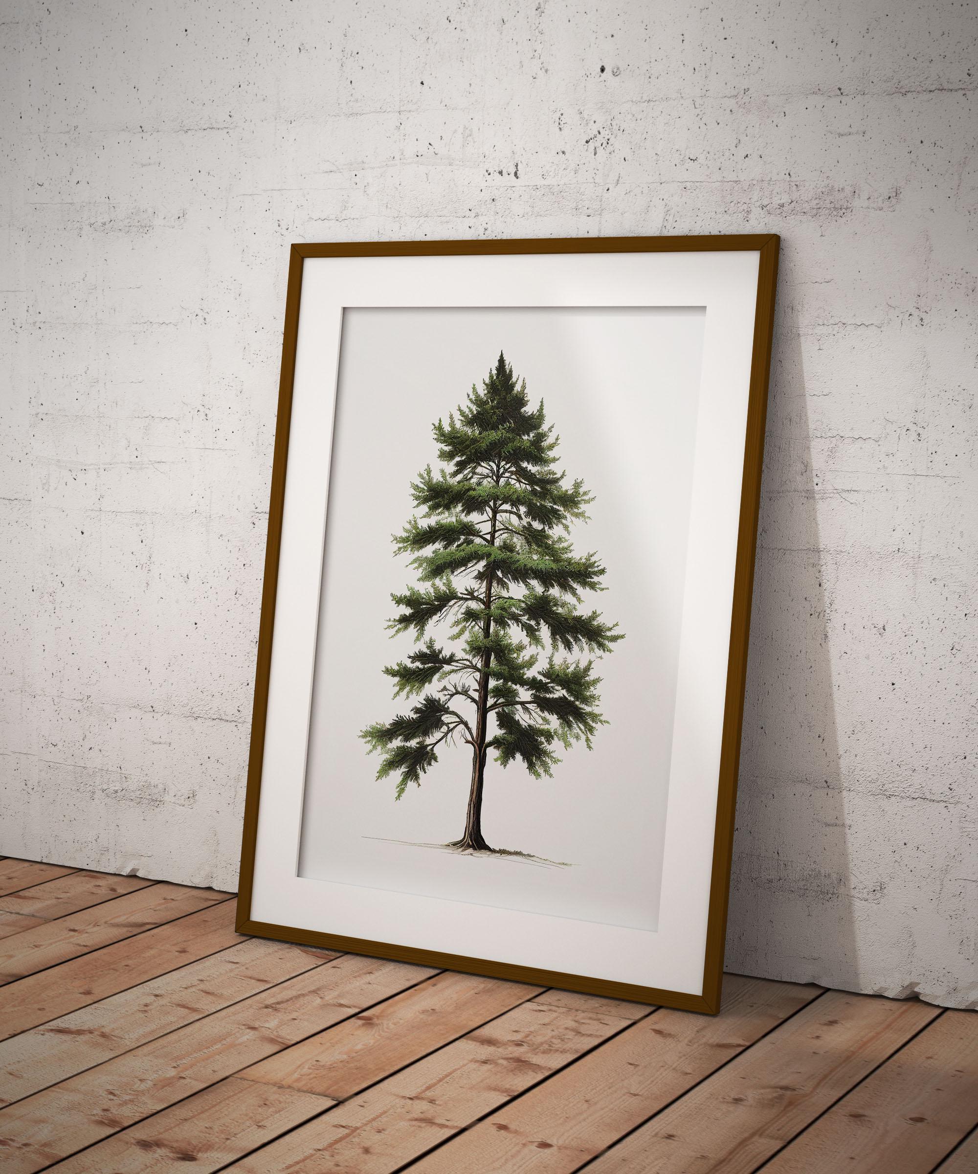 Majestic Cedar Tree Poster - Botanical Art Print, Nature-inspired Wall ...