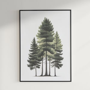 Serenity in Simplicity - Minimalistic Cedar Tree Forest Poster, Nature Art Print, Digital Download