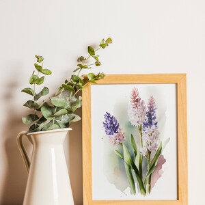 Hyacinth Printable Wall Art, Neutral Spring Art Digital Download, Flower Painting Home Decor, Nature Art Prints