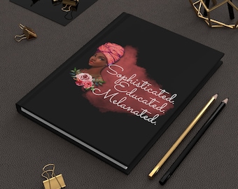 Black Hardcover Matte Journal For Black Women Gift For Women Cute Journal Writing Journal Sophisticated Black Girl Magic Black Journal