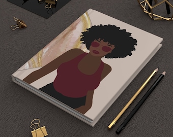 Matte Hardcover Journal For Black Women Gift For Women Cute Journal Writing Journal Cool Girl Black Girl Magic