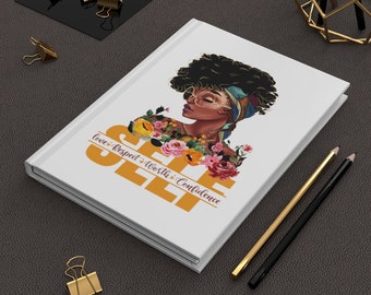 Matte Hardcover Journal For Black Women Gift For Women Cute Journal Writing Journal Self Worth Black Girl Magic