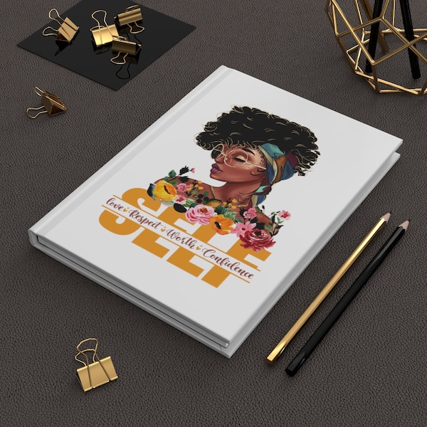 Matte Hardcover Journal For Black Women Gift For Women Cute Journal Writing Journal Self Worth Black Girl Magic
