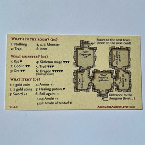 Dungeons & Business Cards - RPG on a business card (5 cards)