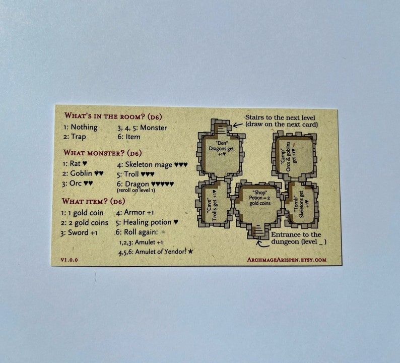 Dungeons & Business Cards: Pocket RPG Game (5 Cards) - Etsy