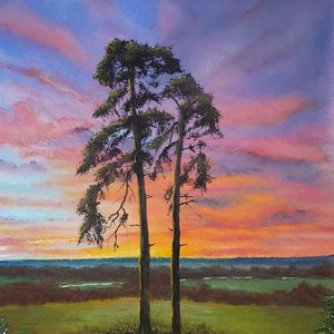 Pôr do sol uma impressão artística giclée de 16" x 20". Uma pintura do próximo pacote Natures Essence Oracle Cards.
