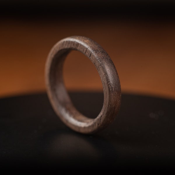 Walnut wedding band, made from walnut solid wood finished with beeswax