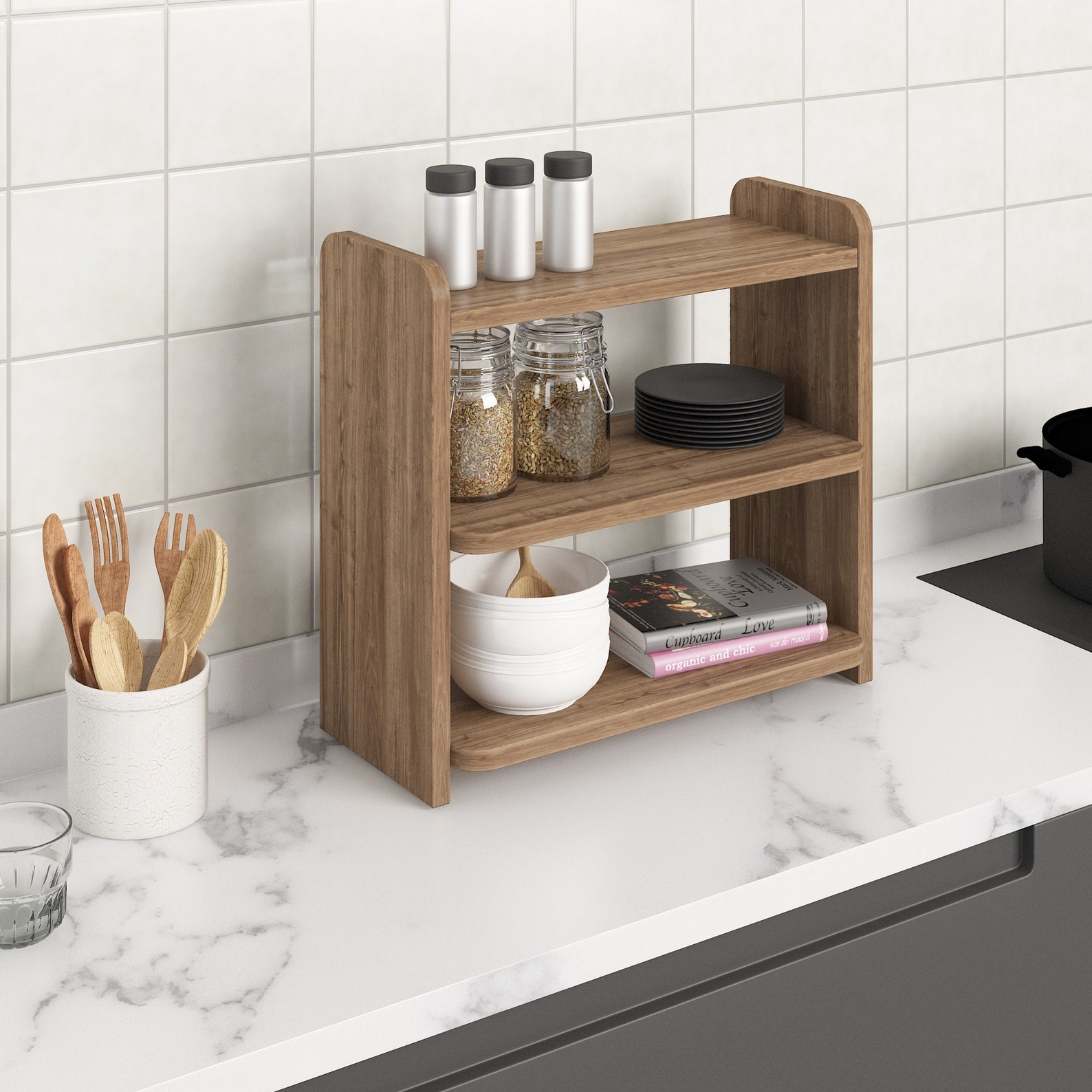 Kitchen Countertop Shelf Kitchen Stand Wooden Spice Rack Etsy UK