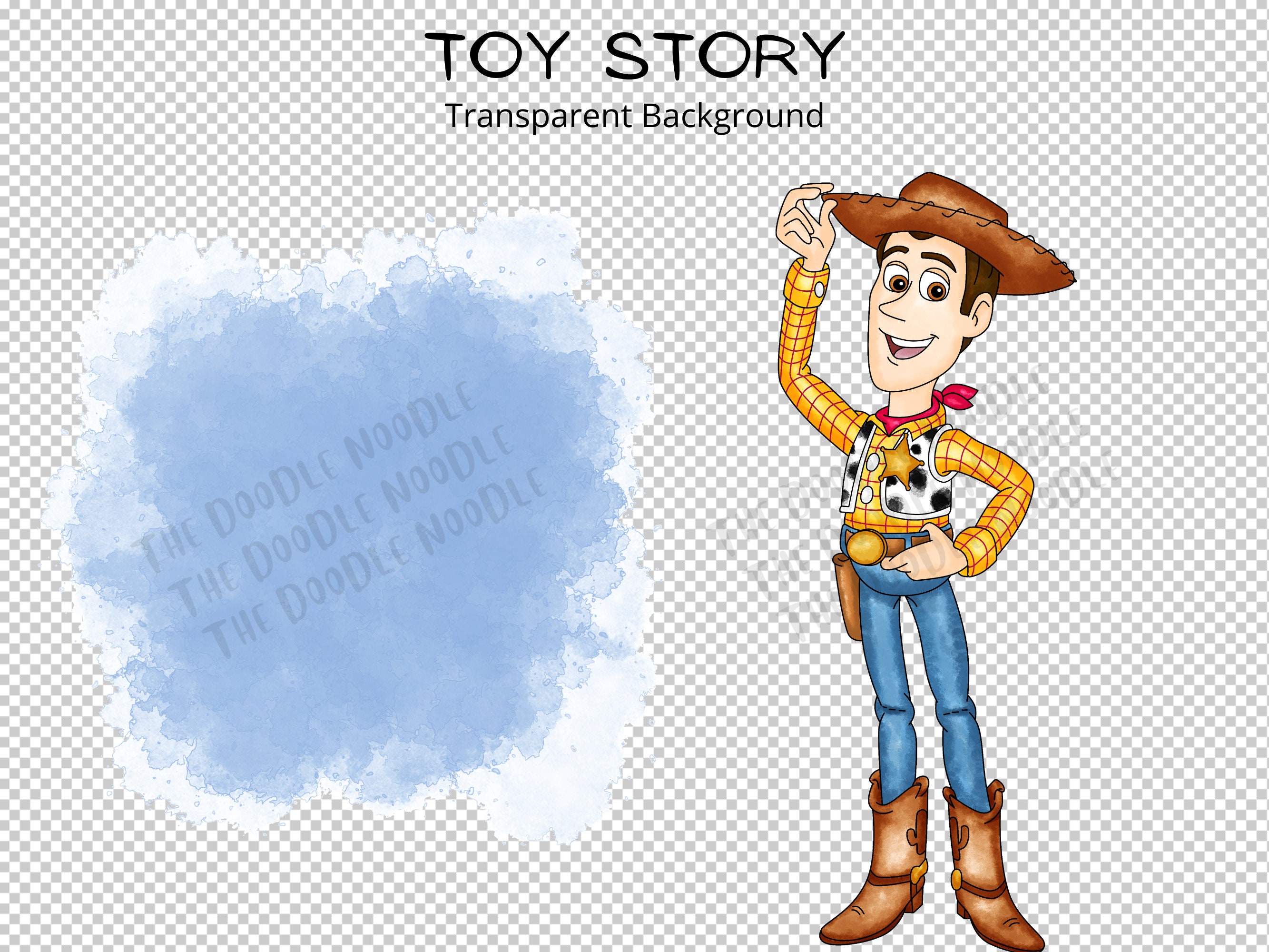 Woody PNG Toy Story Hand Drawn Watercolor Clipart Cute - Etsy