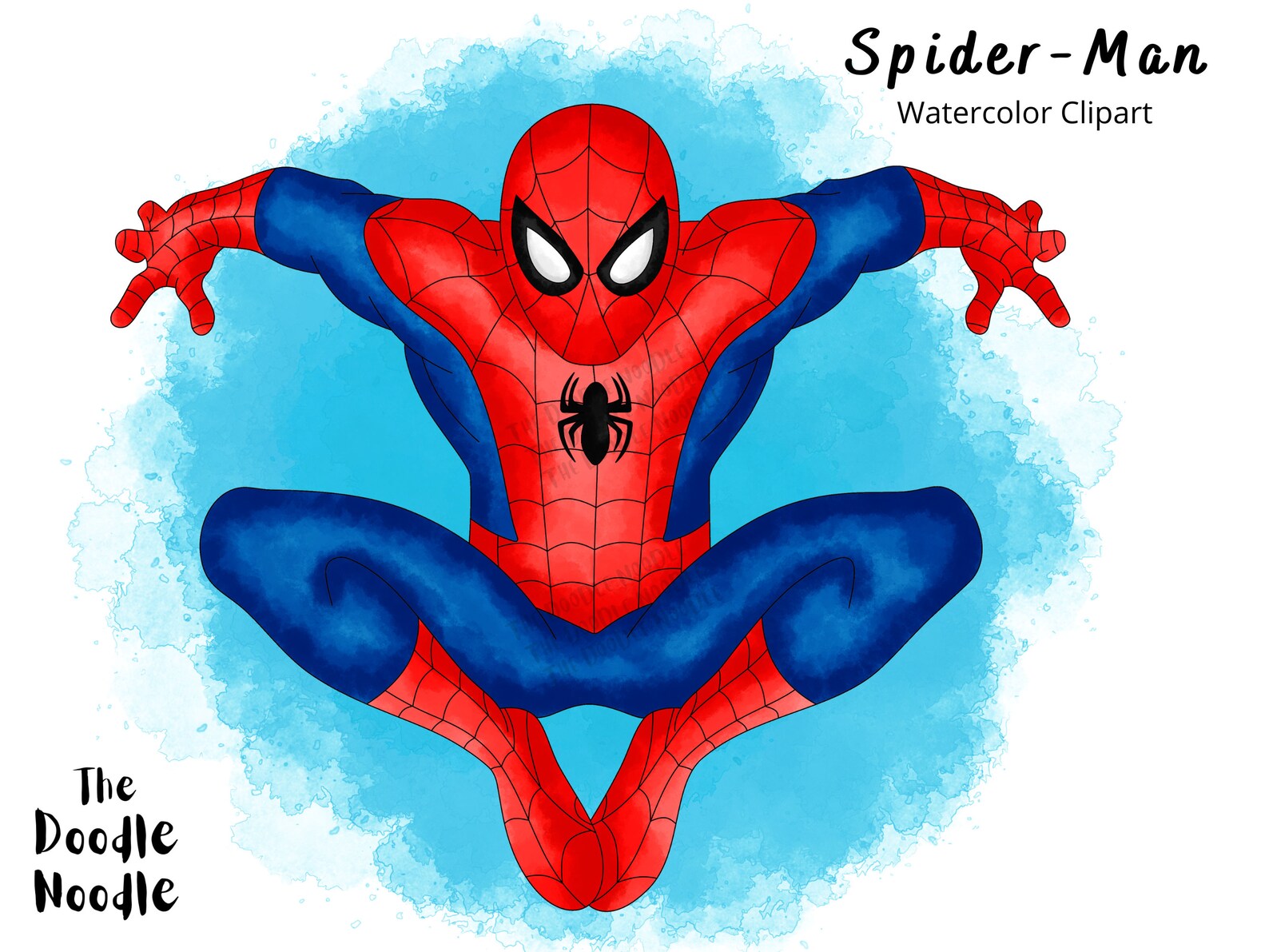 Spiderman Watercolor Clipart Hand Drawn PNG High Etsy