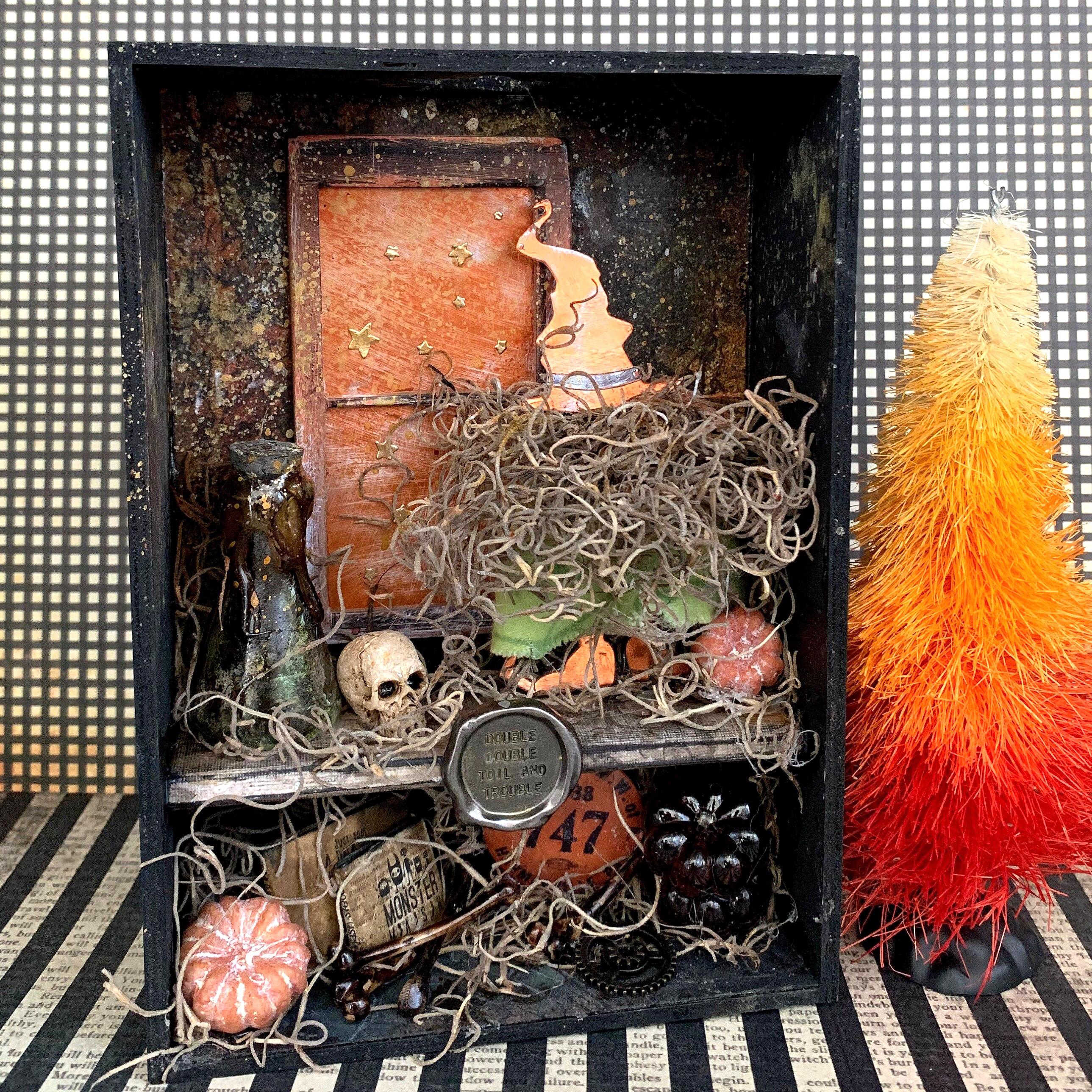 ハロウィーン❇️シャドーボックス Wondrous Witch Wanda, Handmade Halloween Shadow Box Vignette - Etsy