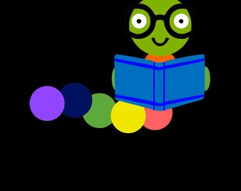Bookworm 2 Clipart Vector Graphic Svg Png Jpg Eps Sticker Design Book ...