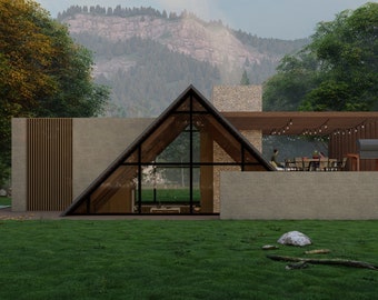 Planos de cabañas modernas / 1610 pies cuadrados / Diseño arquitectónico / Representaciones de dibujos / 2 habitaciones 2 baños / Diseño de interiores / Cotagge / Hogar contemporáneo