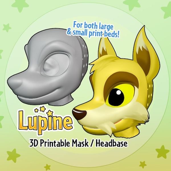 Ver. 1 - LUPINE - Neopets Inspired Toony Canine 3D Printable Mask & Fursuit Headbase DIGITAL DOWNLOAD (.stl files only)