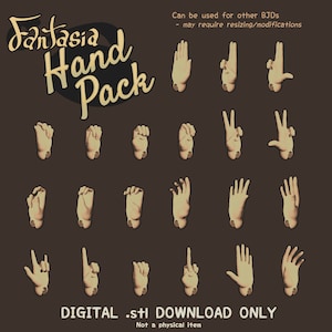 Ball Jointed Doll BJD Posed Hand Pack - (Fantasia&#39;s Hands by AelithArt) - 3D Print file .STL DOWNLOAD