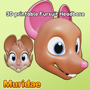 Ver. 1 - MURIDAE - Rodent Fursuit Head base 3D Print Files .stl DOWNLOAD ONLY