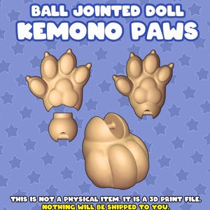1/6 BJD Kemono Paws Set: 3D Print File (Kabbit Compatible)