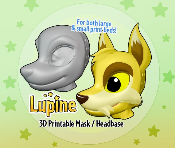 LUPINE Canine Fursuit Headbase: Toony 3D Printable Mask (Digital Download)