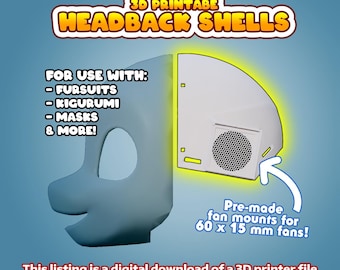3D Printable Headback Shells: Fursuit, Kigurumi Mask (.obj Files)