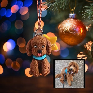 Custom Pet Clay Ornament, Personalized Dog Portrait from photo, Personalized Bauble for Pet Lover, Dog Owner 3d Ornament, Pets handmade gift