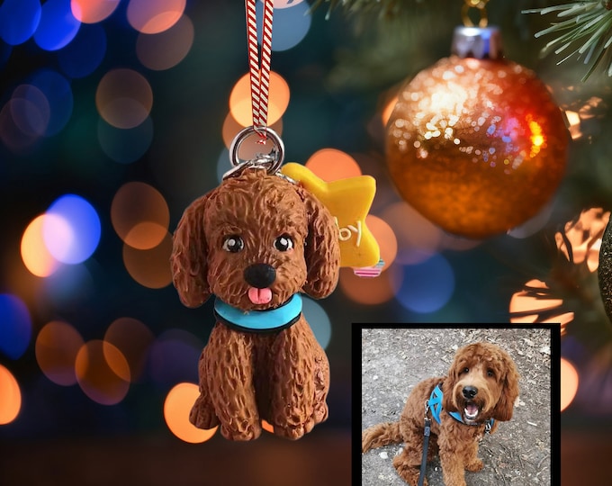 Custom Pet Clay Ornament, Personalized Dog Portrait from photo, Personalized Bauble for Pet Lover, Dog Owner 3d Ornament, Pets handmade gift
