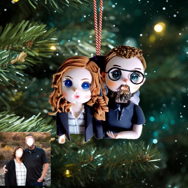 Custom Family Portrait Ornament Personalized Christmas Ornament Gift for Daughter Son Sister Brother Mom Dad, Secret Santa gift at work